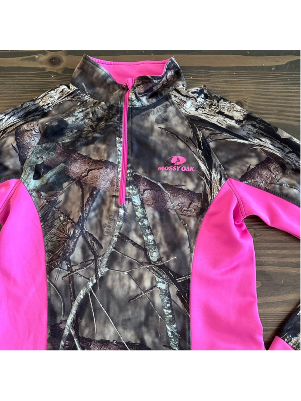 Mossy Oak Women's S Camo Pink Long Sleeve Quarter-Zip Hunting Shirt